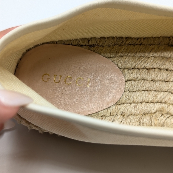 Authentic Gucci Cream Logo Canvas Espadrilles Size 37 - Picture 6 of 10